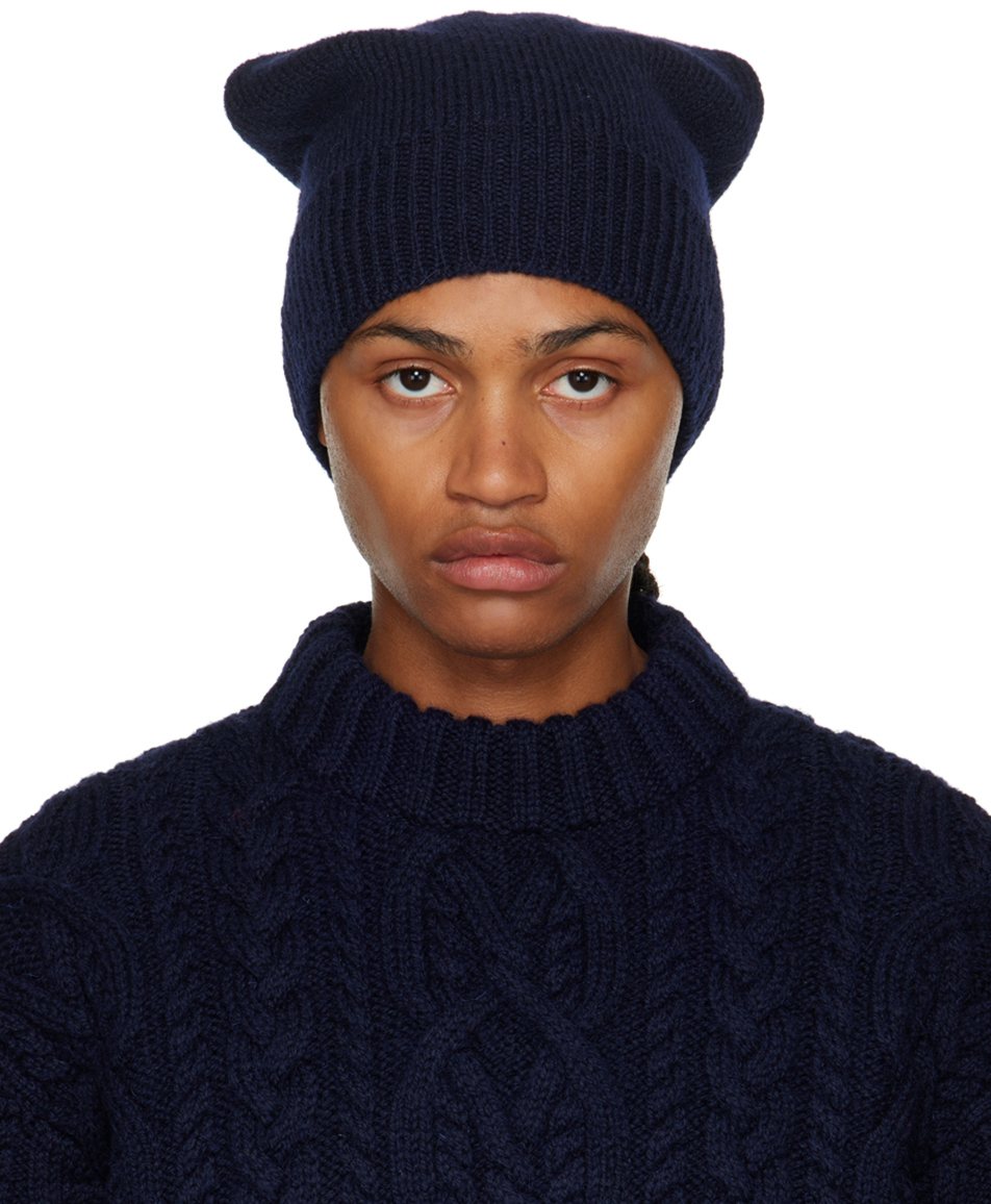 Dries Van Noten: Navy Wool Beanie | SSENSE