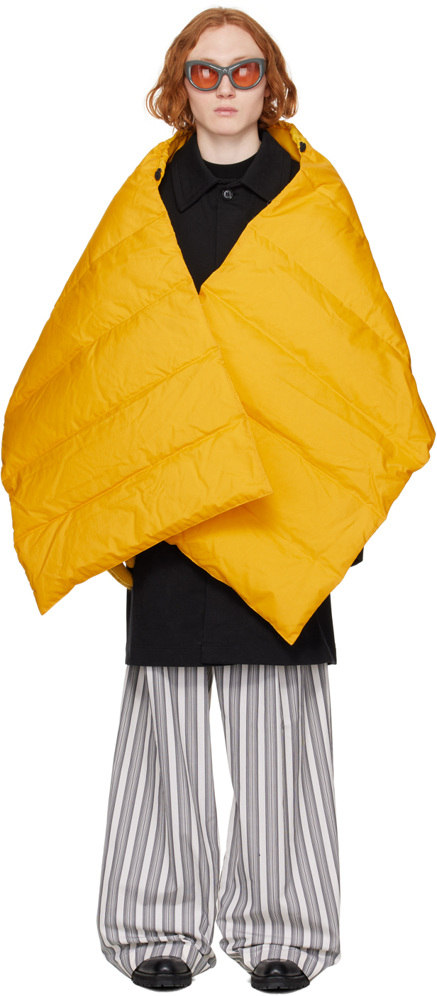 Dries Van Noten Yellow Quilted Down Scarf In 202 Yellow