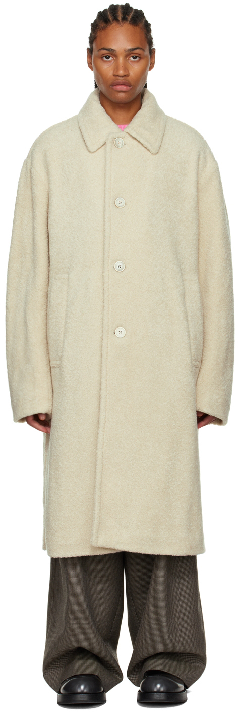 Off-White Teddy Coat by Dries Van Noten on Sale