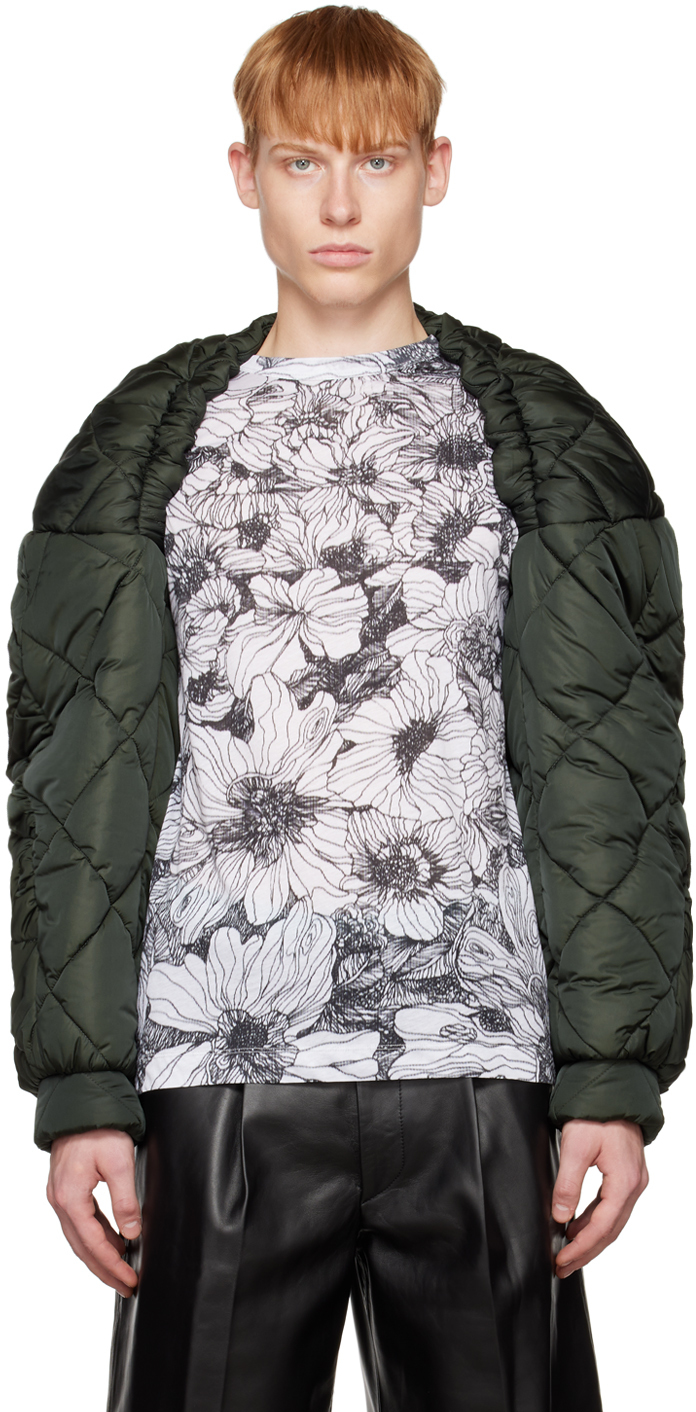 Dries Van Noten: Green Quilted Down Jacket | SSENSE Canada