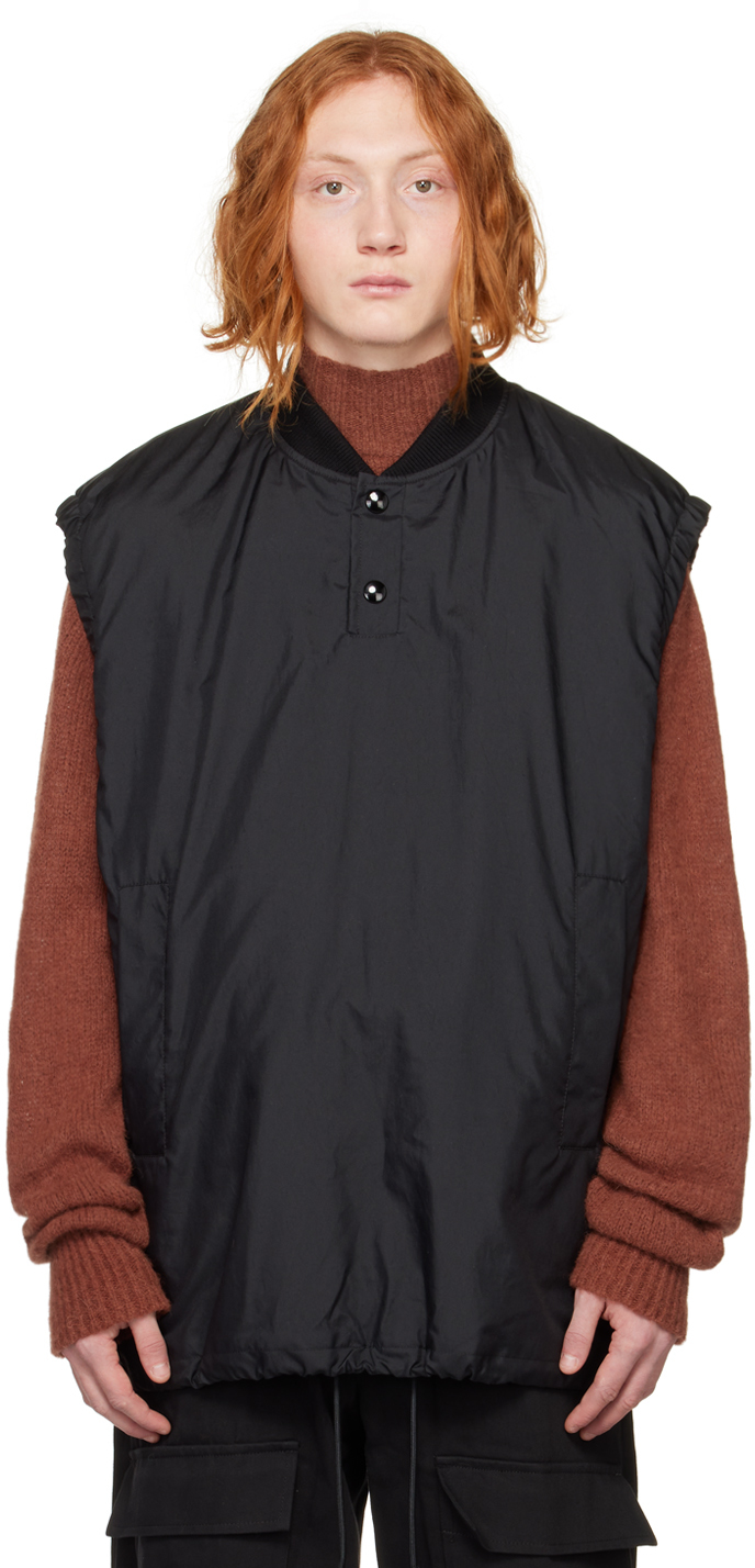 Shop Dries Van Noten Black Stand Collar Vest In 900 Black