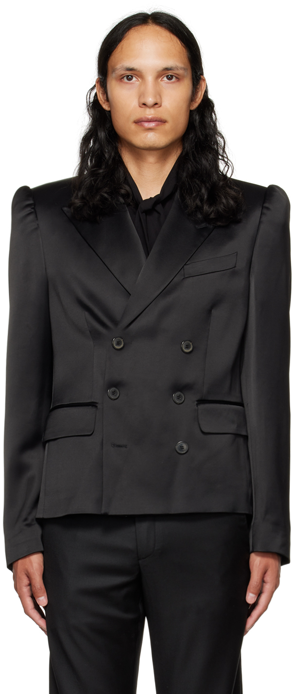 Black Double-Breasted Coat SSENSE Men Clothing Jackets Blazers 