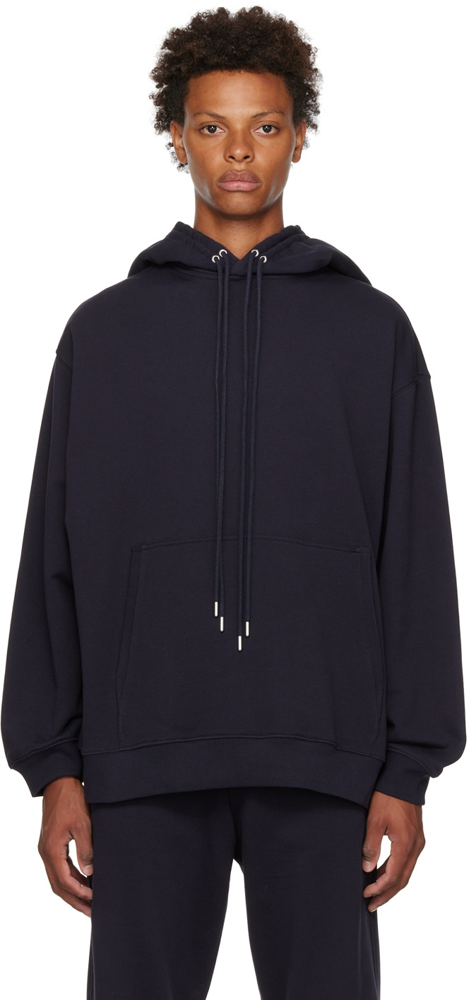 Dries Van Noten: Navy Gathered Hoodie | SSENSE Canada