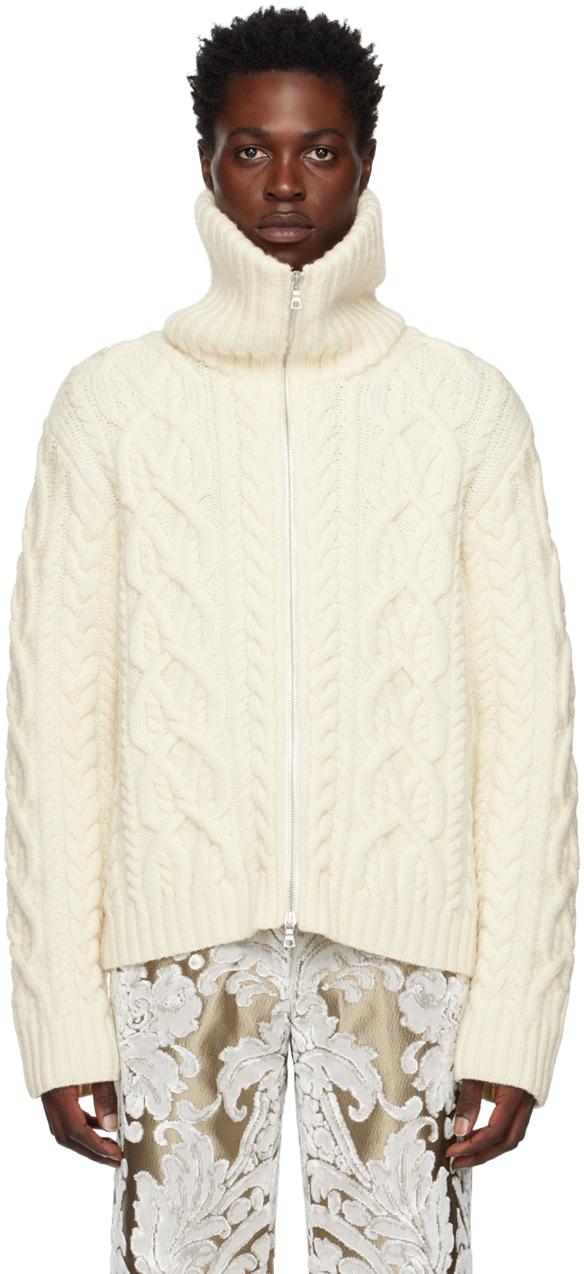 Dries Van Noten Off-White Zip Sweater