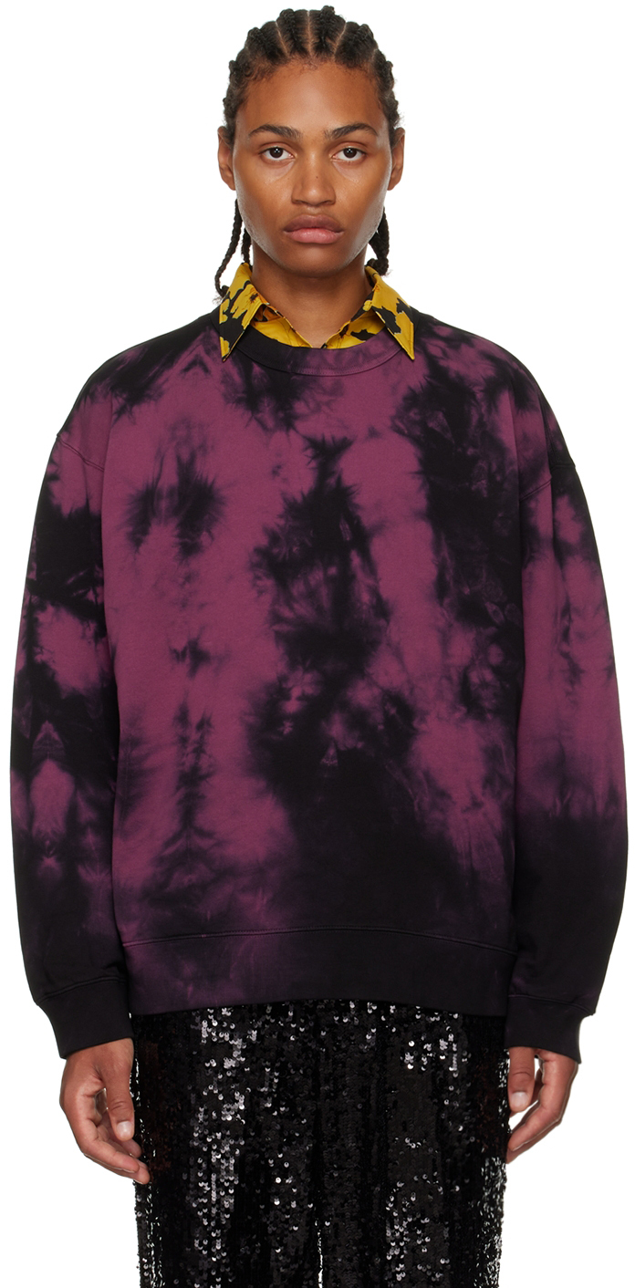 Dries Van Noten: Burgundy Tie-Dye Sweatshirt | SSENSE UK