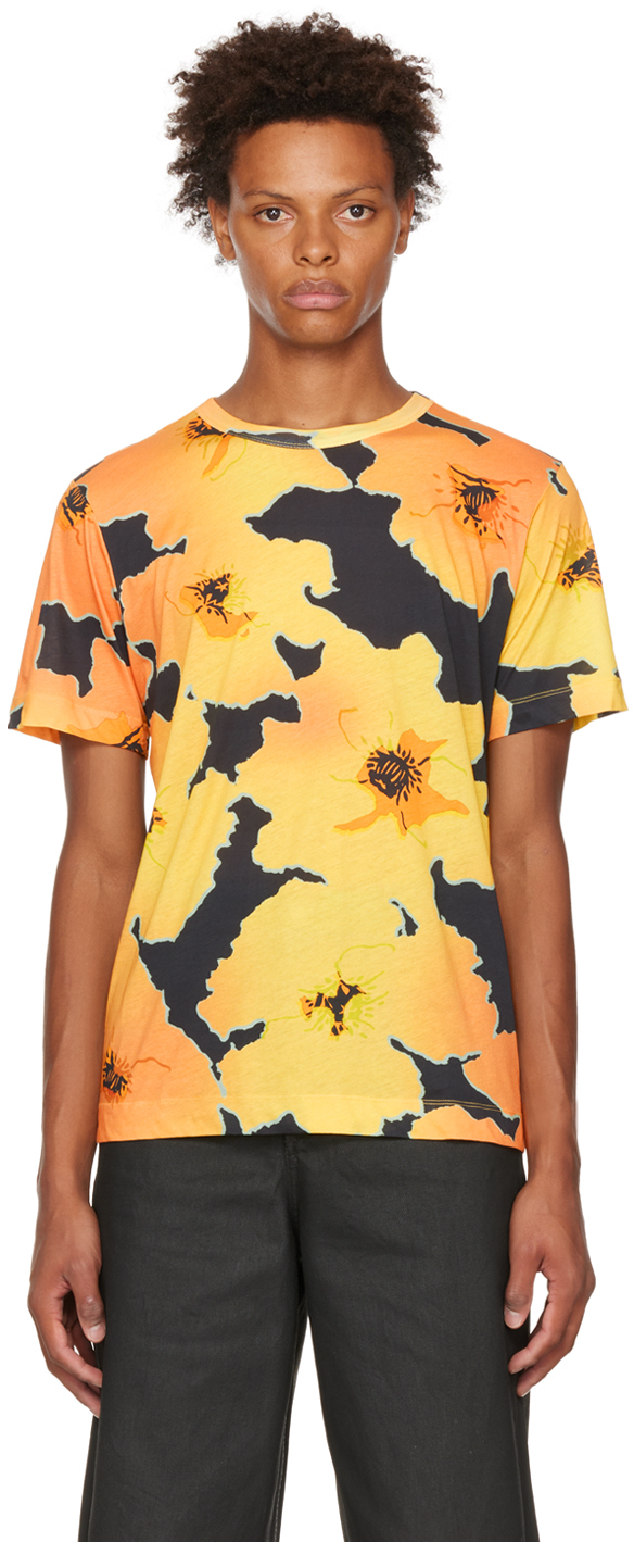 Dries Van Noten Yellow Floral Print T-Shirt
