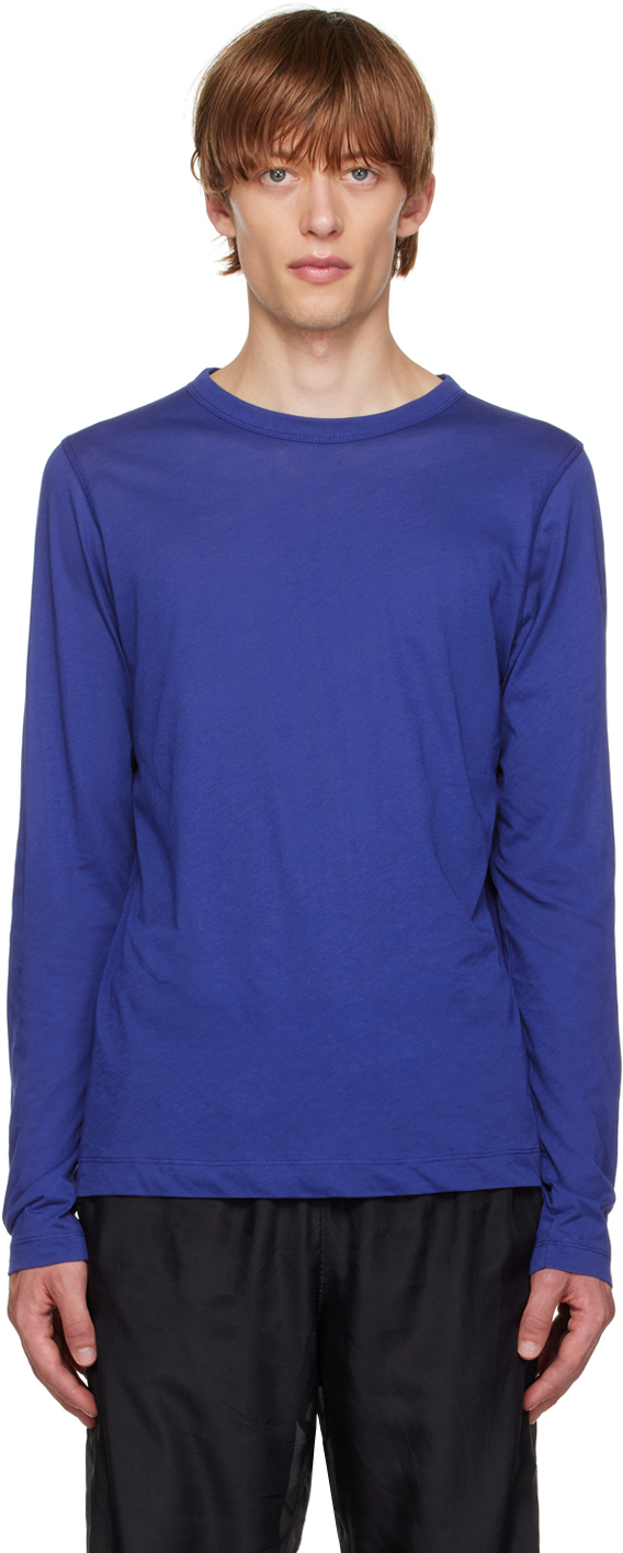 Blue Crewneck Long Sleeve T-Shirt by Dries Van Noten on Sale