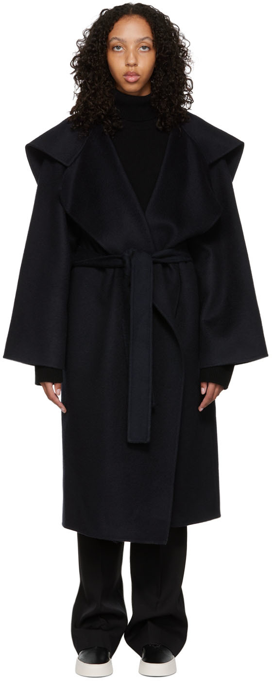 The Row Navy Cashmere Coat | Smart Closet
