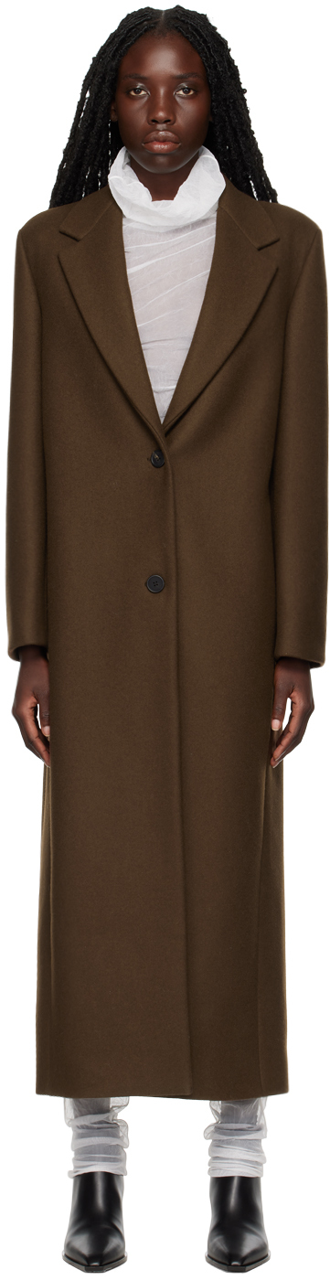 The Row Brown Brushed Coat In Dch Dark Chocolate
