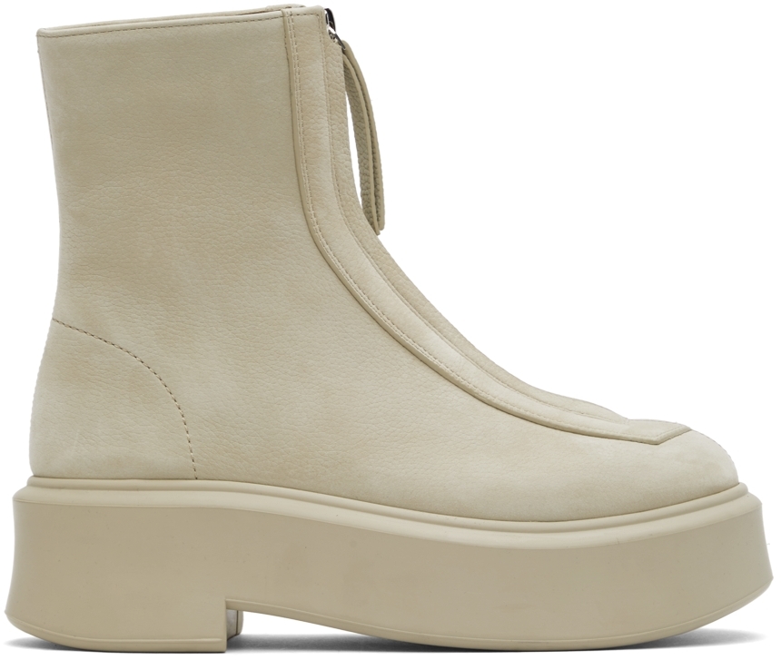 The Row Beige Zipped I Ankle Boots