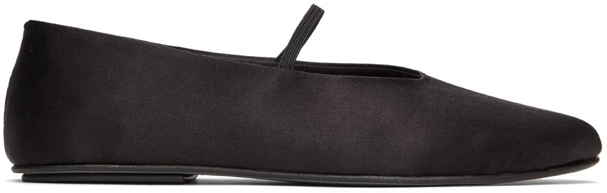 black elastic ballet flats