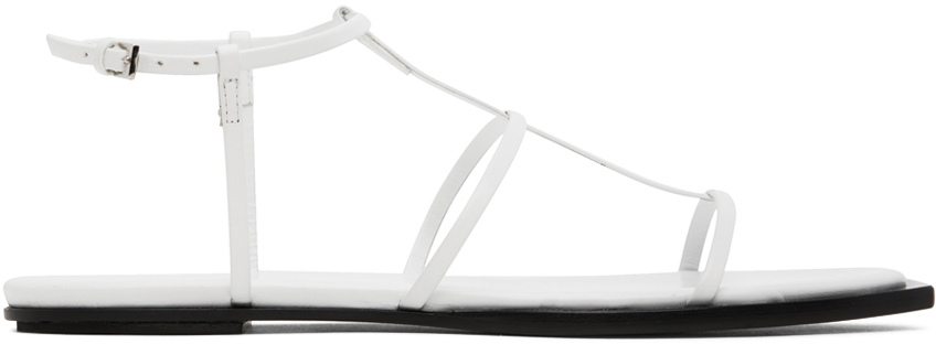 White T Bar Flat Sandals