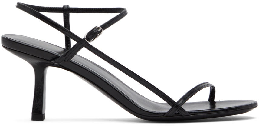 The Row Black Bare Heeled Sandals
