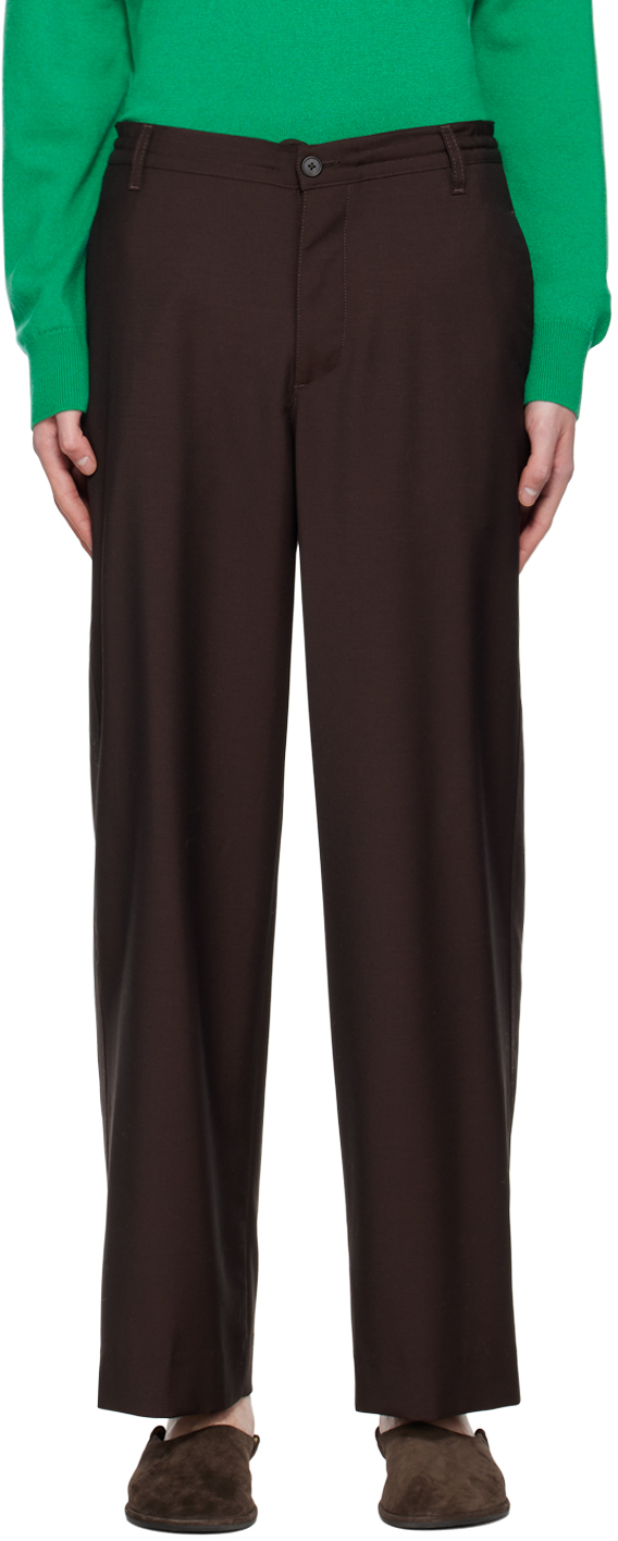 The Row Relaxed Kenzai Trousers In Dch Dark Chocolate