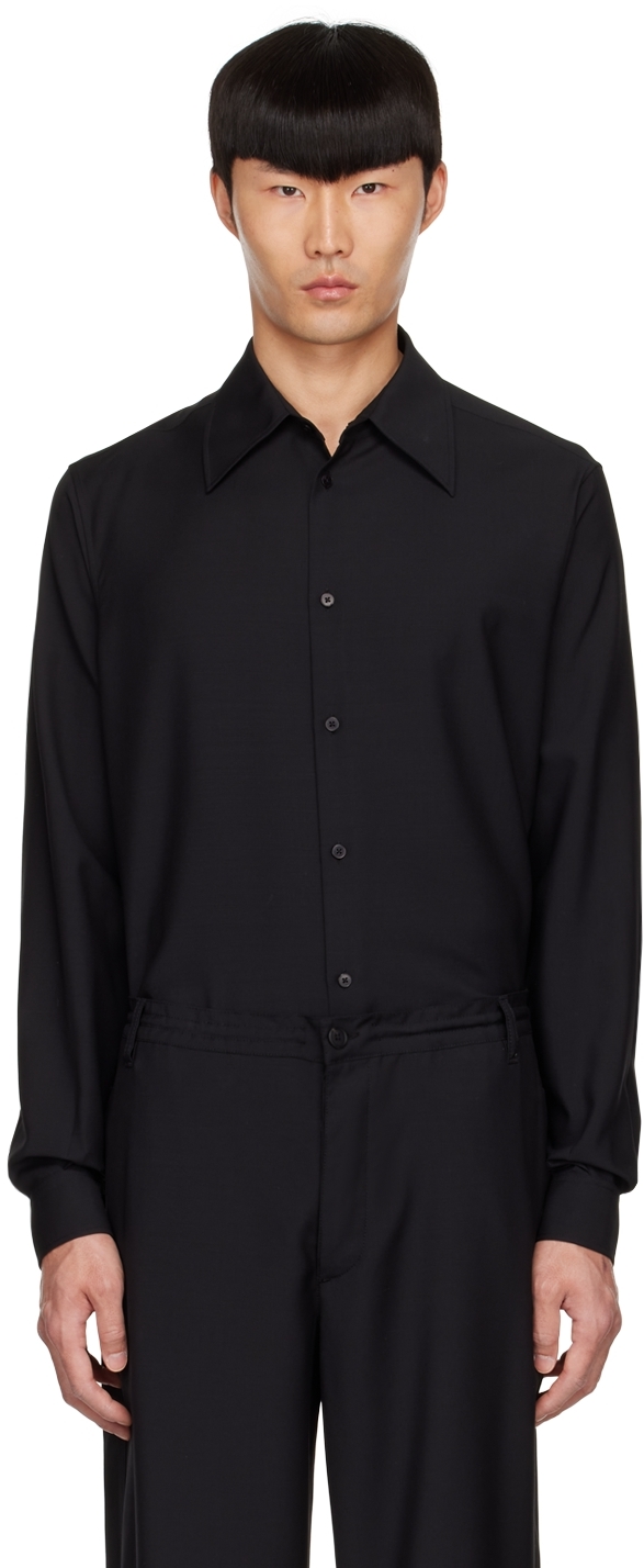 The Row Kroner Virgin Wool And Mohair-blend Shirt In Onx Onyx