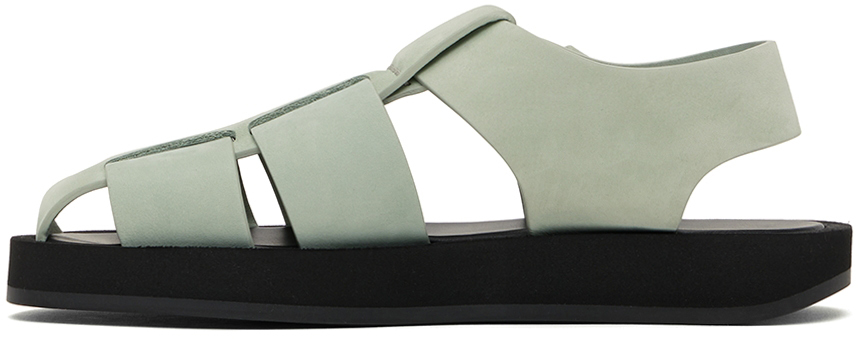 The Row Kids Gray Fisherman Sandals In Acq Aqua