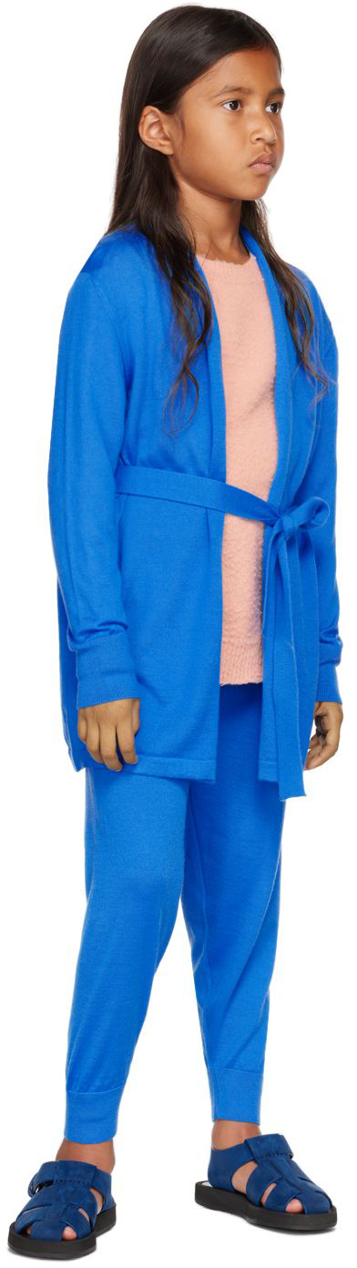 The Row Kids Blue Huey Cardigan In Azb Azure Blue