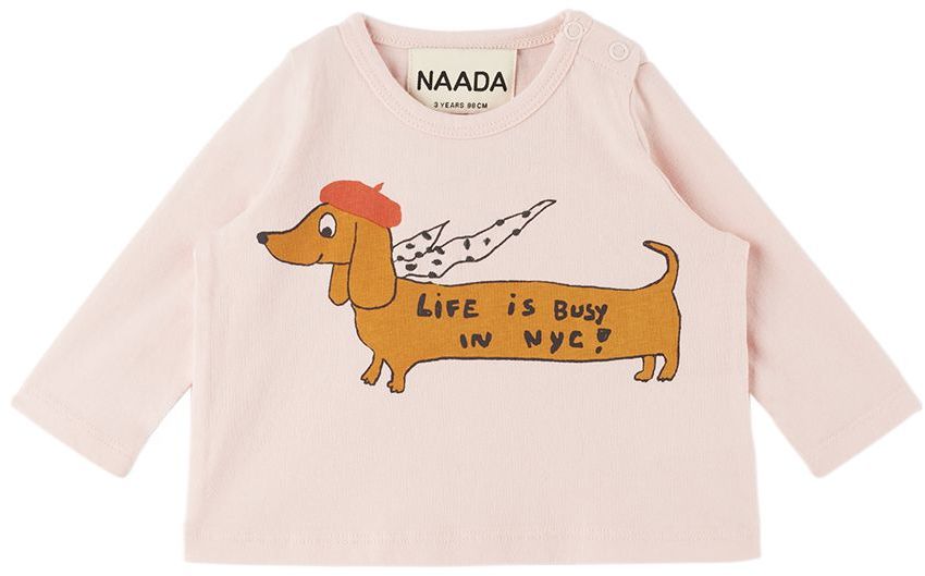 Nadadelazos Baby Pink 'life In Nyc' Long Sleeve T-shirt In Sweet Pink