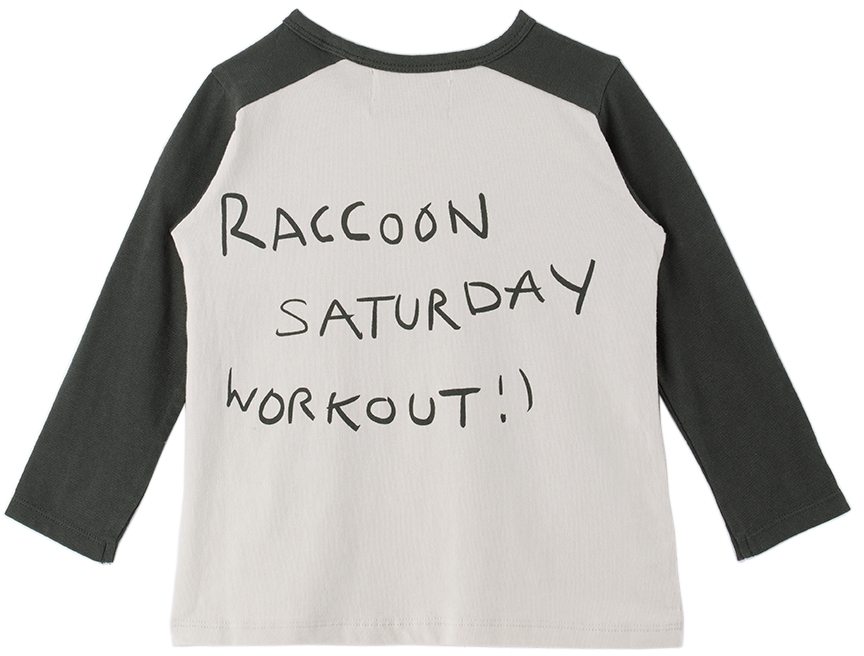 Shop Nadadelazos Baby Gray 'raccoon Saturday Workout' Long Sleeve T-shirt In Light Grey