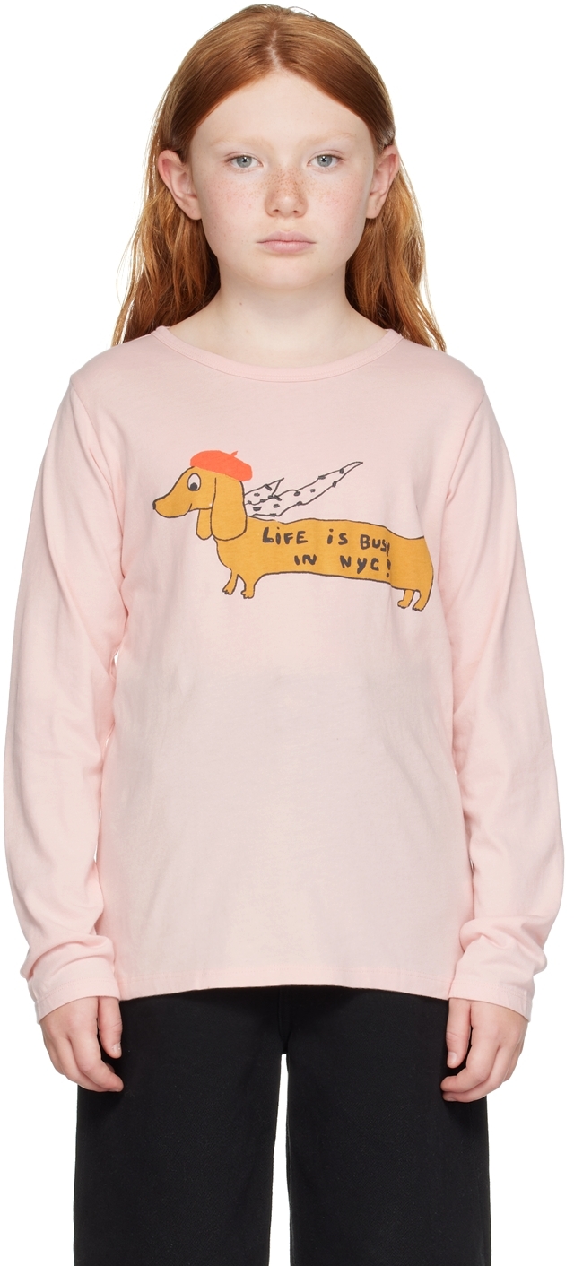 Kids Pink 'Life In NYC' Long Sleeve T-Shirt