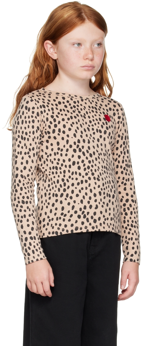 NADADELAZOS KIDS BEIGE DOGGY LONG SLEEVE T-SHIRT