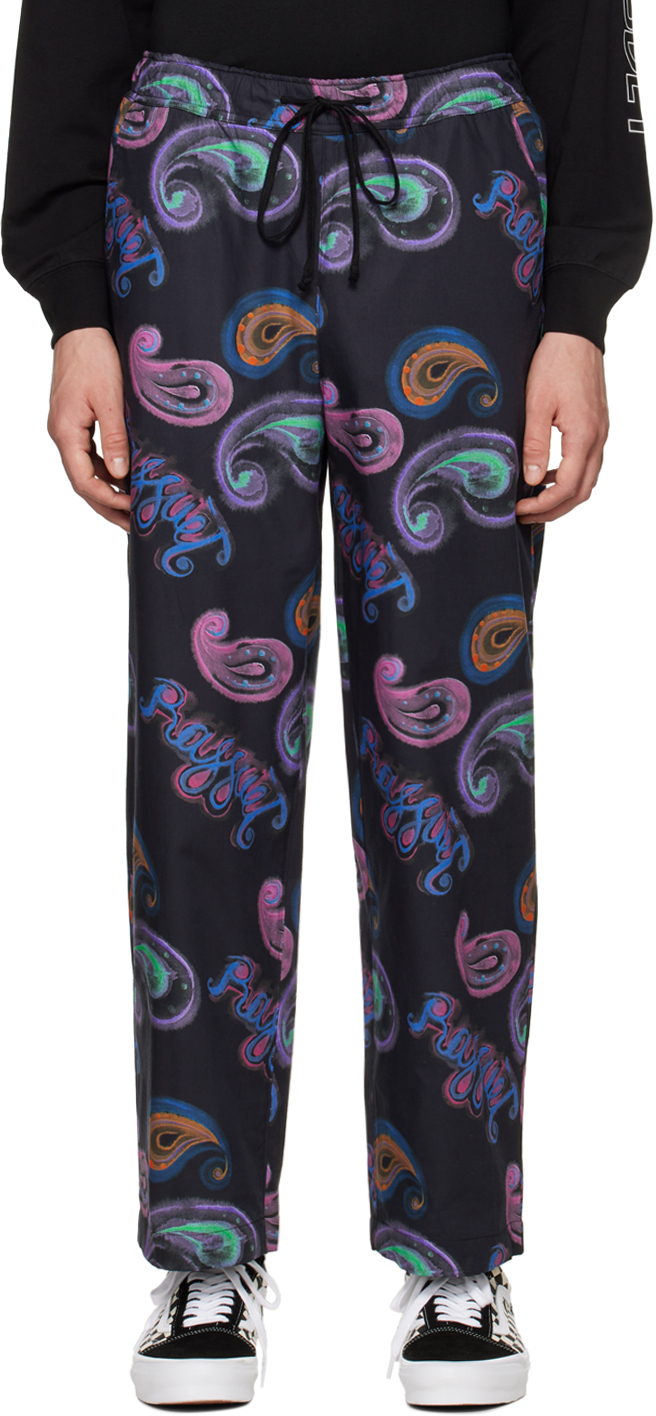 Black Graphic Print Trousers