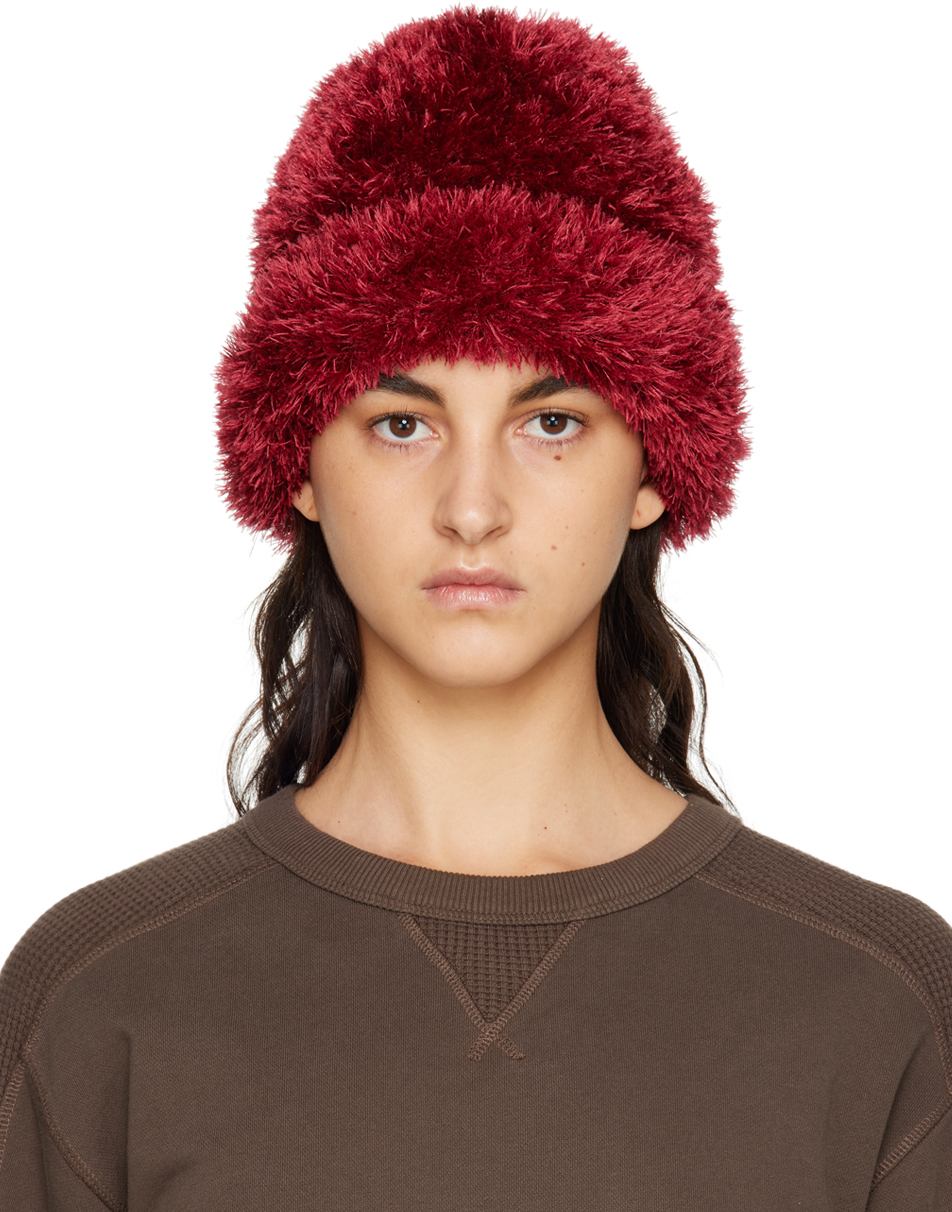 Nicholas Daley Burgundy Fuzzy Beanie | Smart Closet