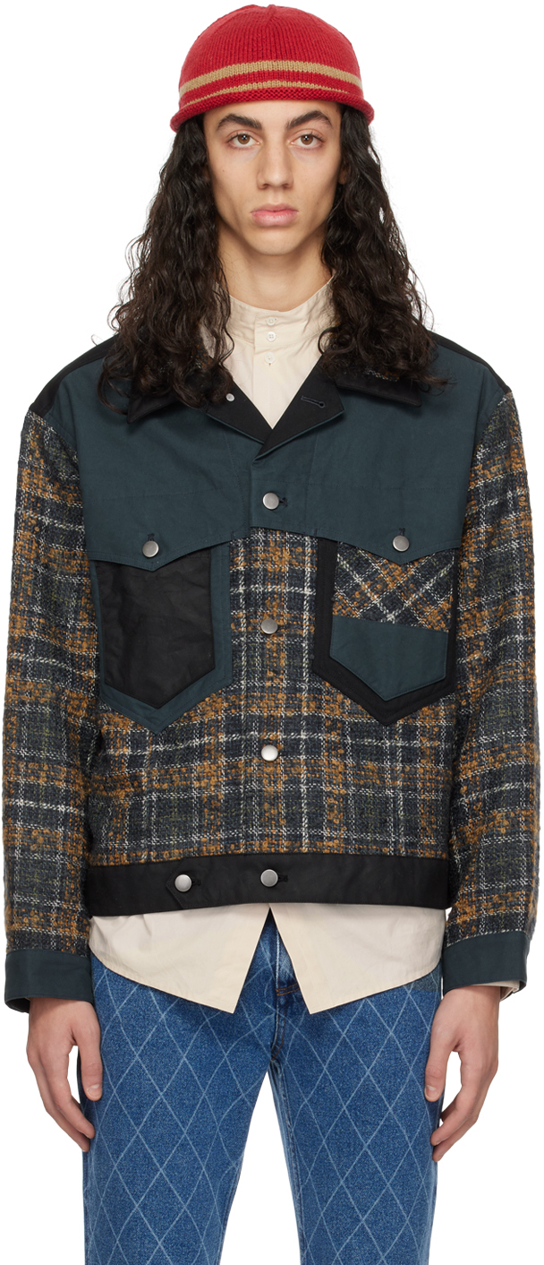 Nicholas Daley Navy Stone Jacket In Tumeric / Navy Check | ModeSens