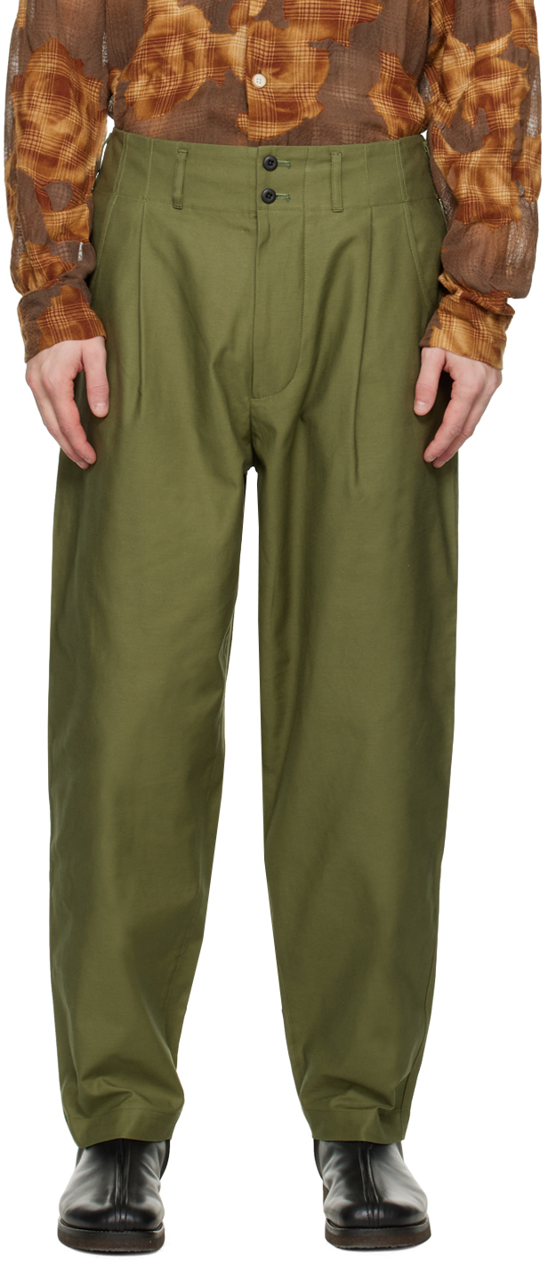 Green Pleated Trousers