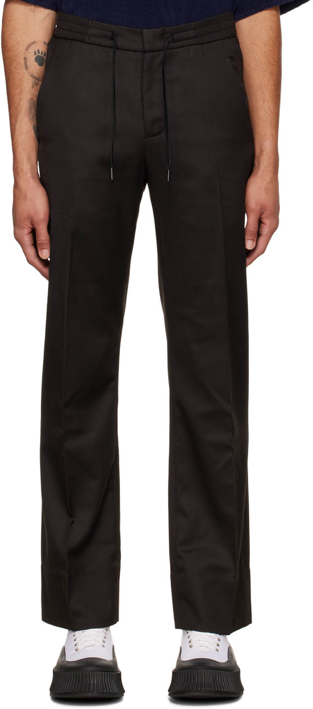 Cornerstone: Brown Drawstring Straight Trousers | SSENSE Canada