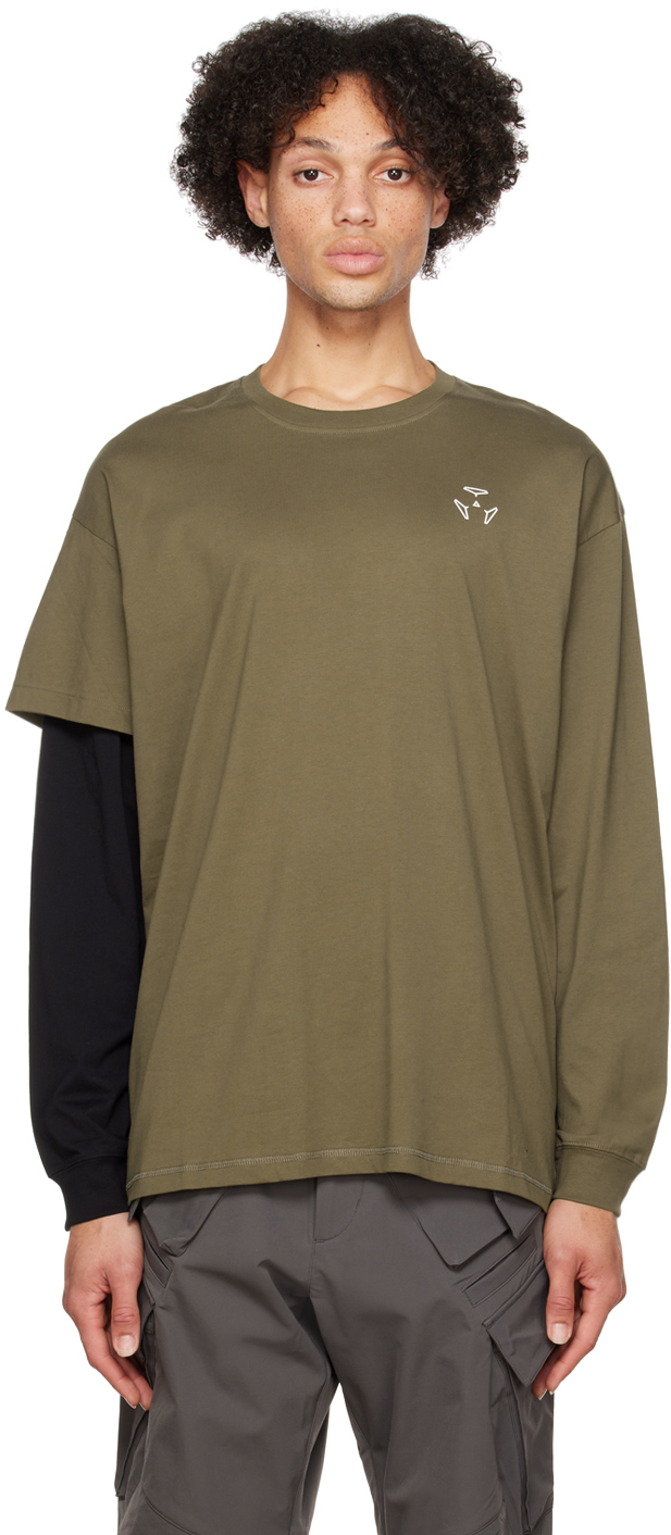 ACRONYM: Khaki Layered Long Sleeve T-Shirt | SSENSE