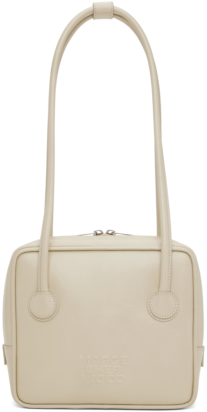 Marge Sherwood Beige Piping Top Handle Bag In Cream Beige Crinkle