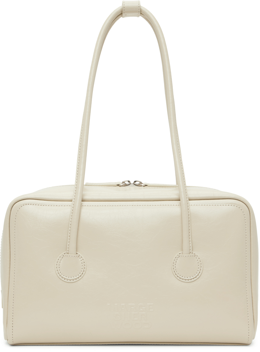 Beige Soft Boston Bag by Marge Sherwood on Sale