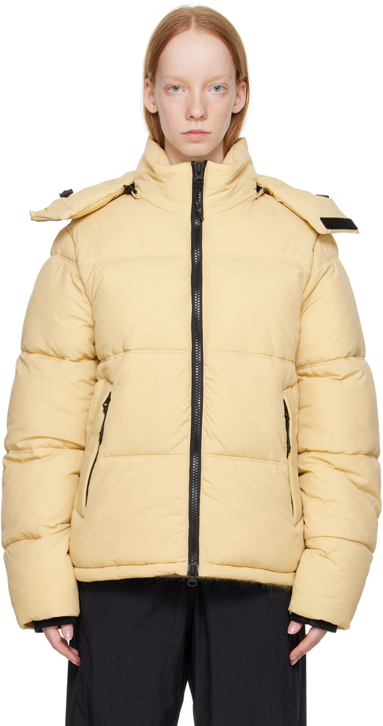 The Very Warm: Beige Hooded Puffer Jacket | SSENSE