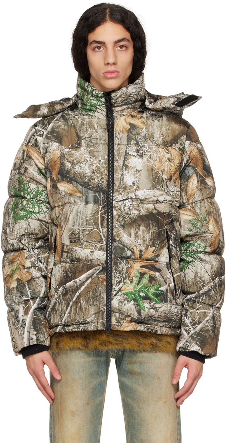 Mud Pie Wade Puffer Jacket Taupe Camo / L