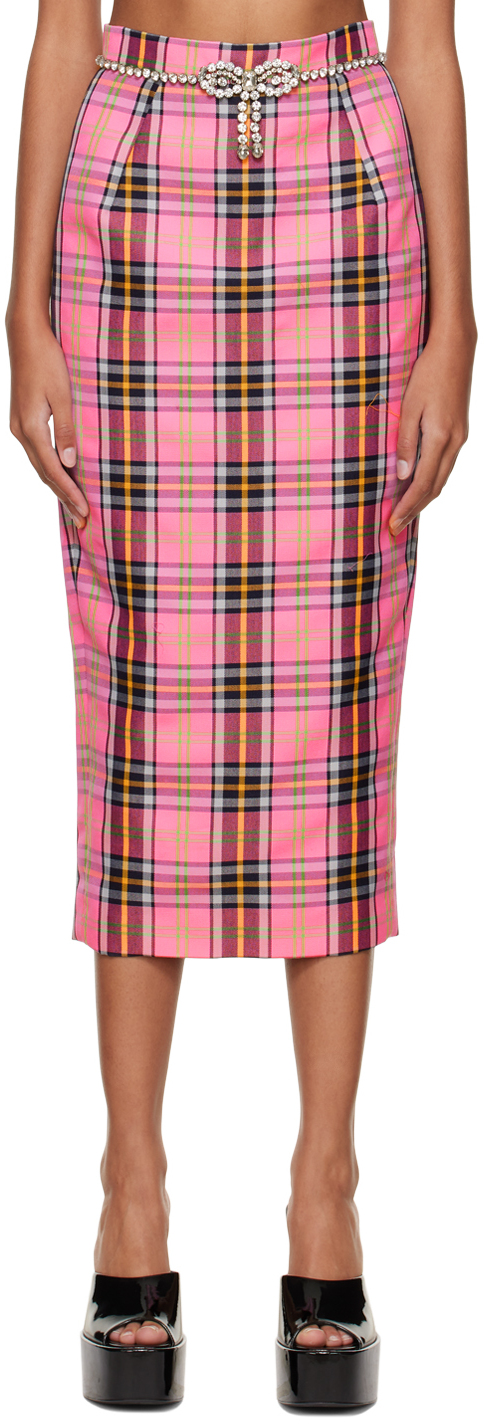 Ssense Donna Abbigliamento Gonne Gonne stampate Pink & Black Animal Pattern Mid-Length Skirt 