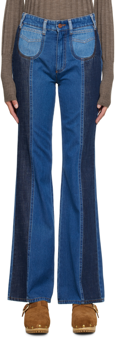 Shop See By Chloé Blue High-rise Straight Jeans