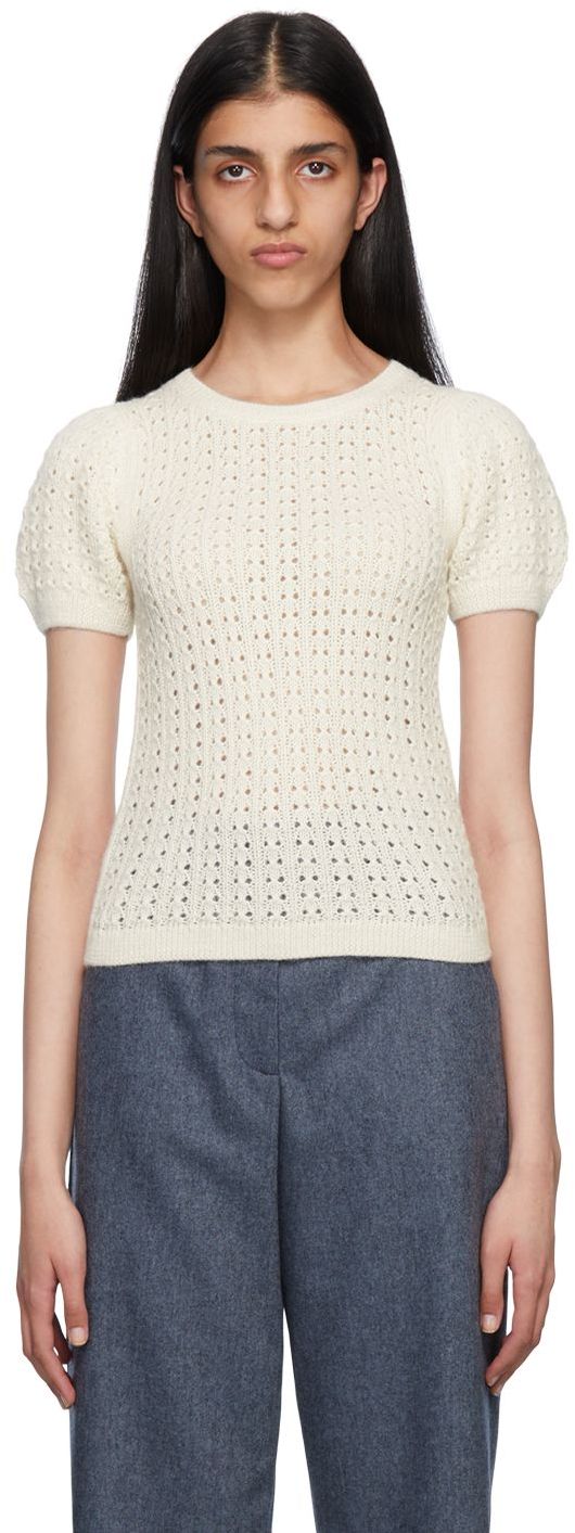 See By Chloé Off-white Fantasy Pointelle Sweater In 22o Soft Ivory