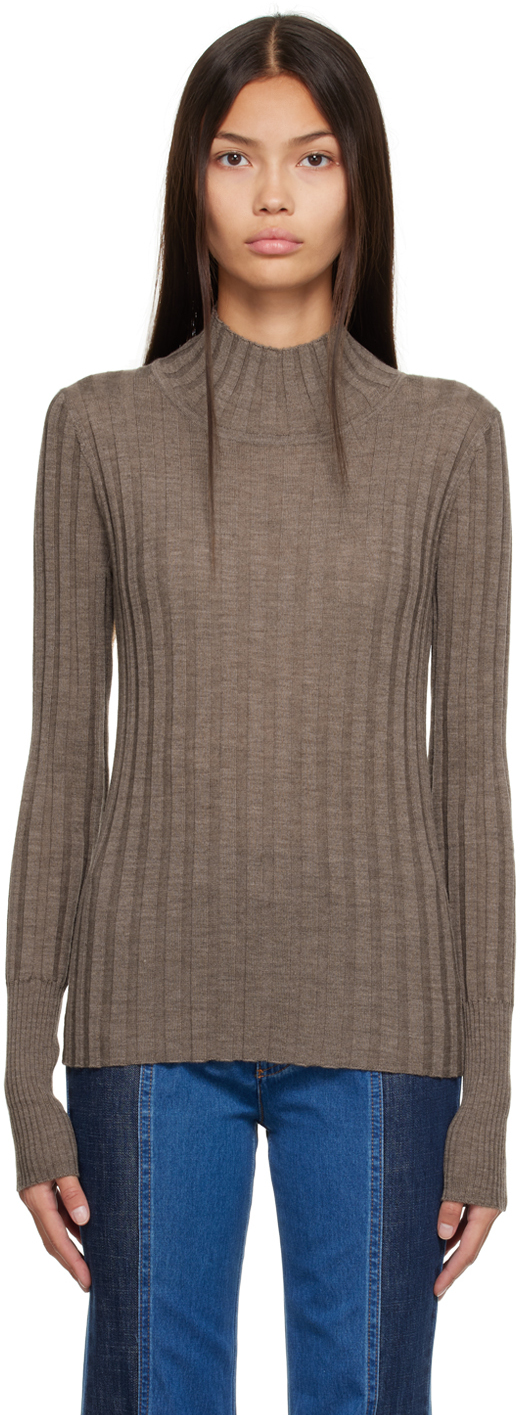 See by Chloé Beige Ribbed Turtleneck