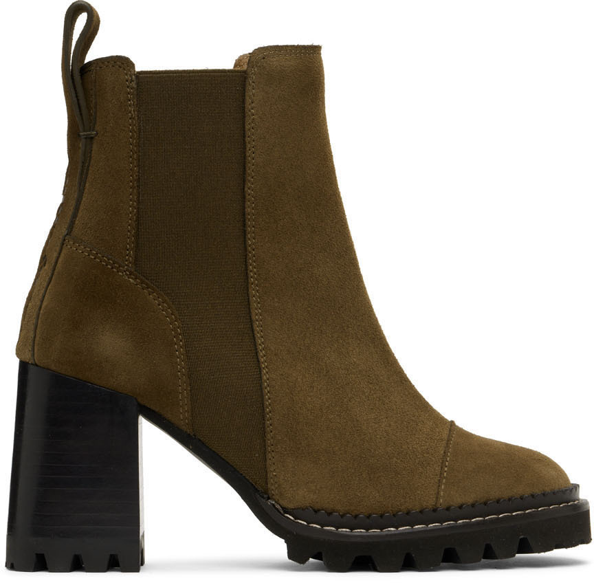 See by Chloé Khaki Mallory Ankle Boots