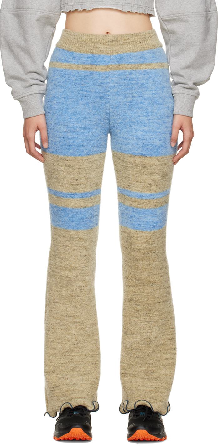 Khaki & Blue Senya Color Block Lounge Pants by Andersson Bell on Sale