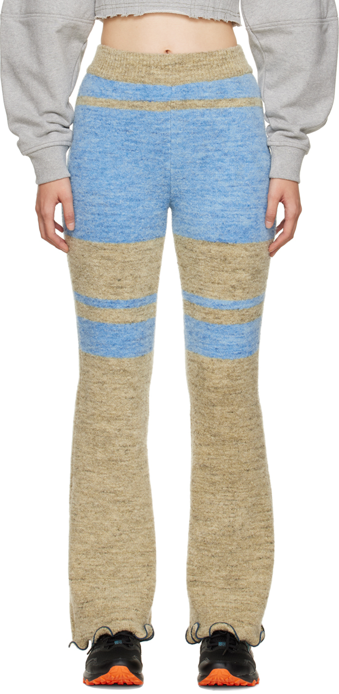 Khaki & Blue Senya Color Block Lounge Pants