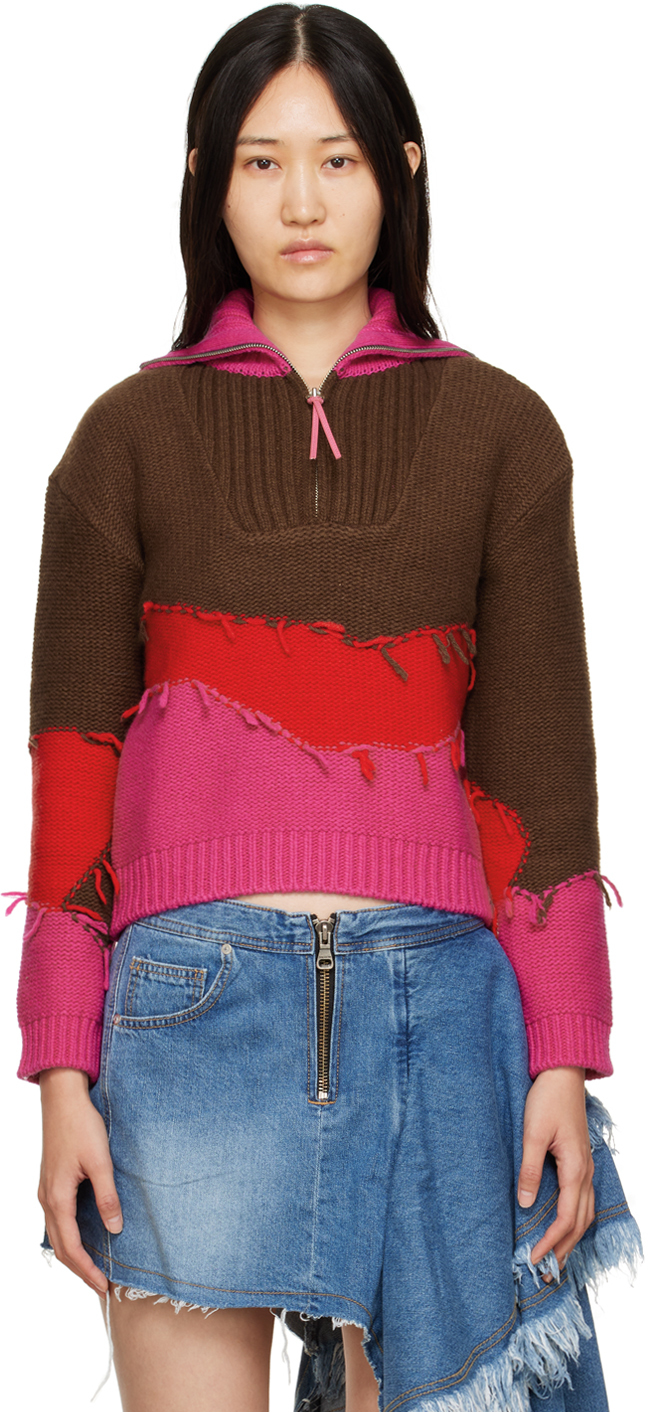 Andersson Bell: Brown Mountain Half Zip Up Sweater | SSENSE UK