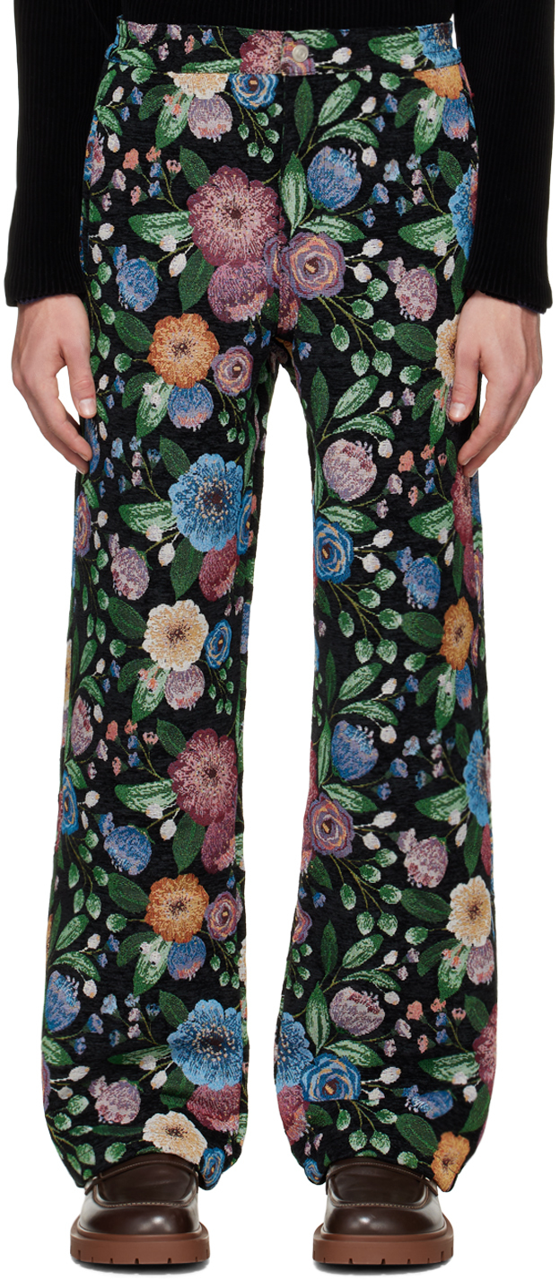 Andersson Bell Floral-jacquard Straight-leg Trousers In Multi