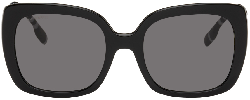 Burberry Black Oversize Square Check Sunglasses