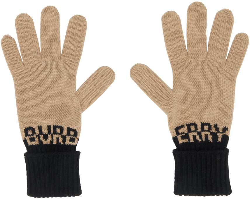 Burberry Tan Intarsia Gloves
