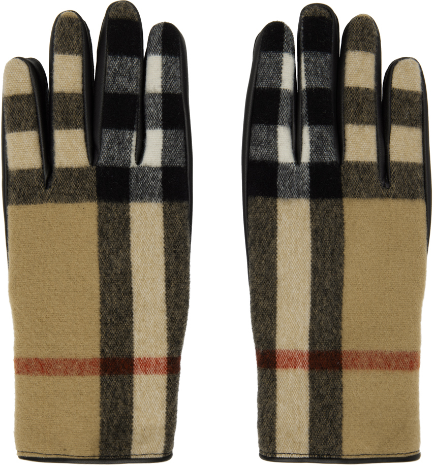 Tan & Black Vintage Check Gloves
