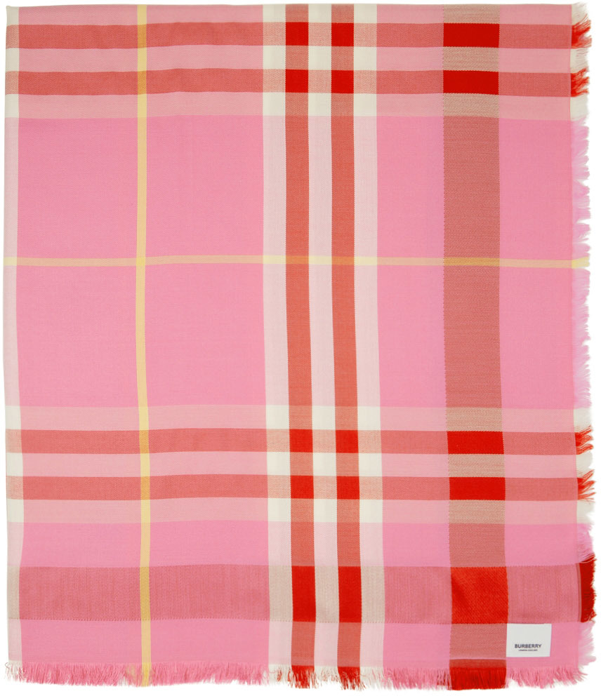 Burberry Pink Large Check Scarf