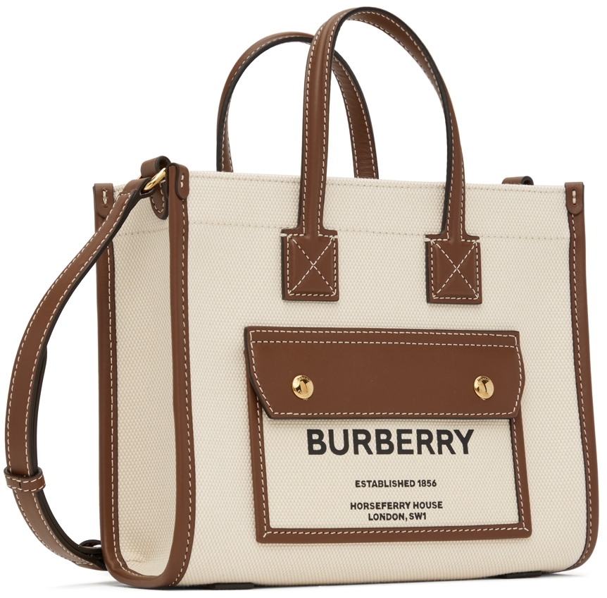 Burberry Canvas and Leather Two-Tone Freya Tote Bag - Neutrals - One Size