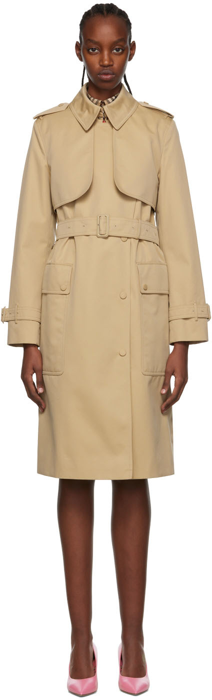 SSENSE Women Clothing Coats Trench Coats Beige Cotton Trench Coat 